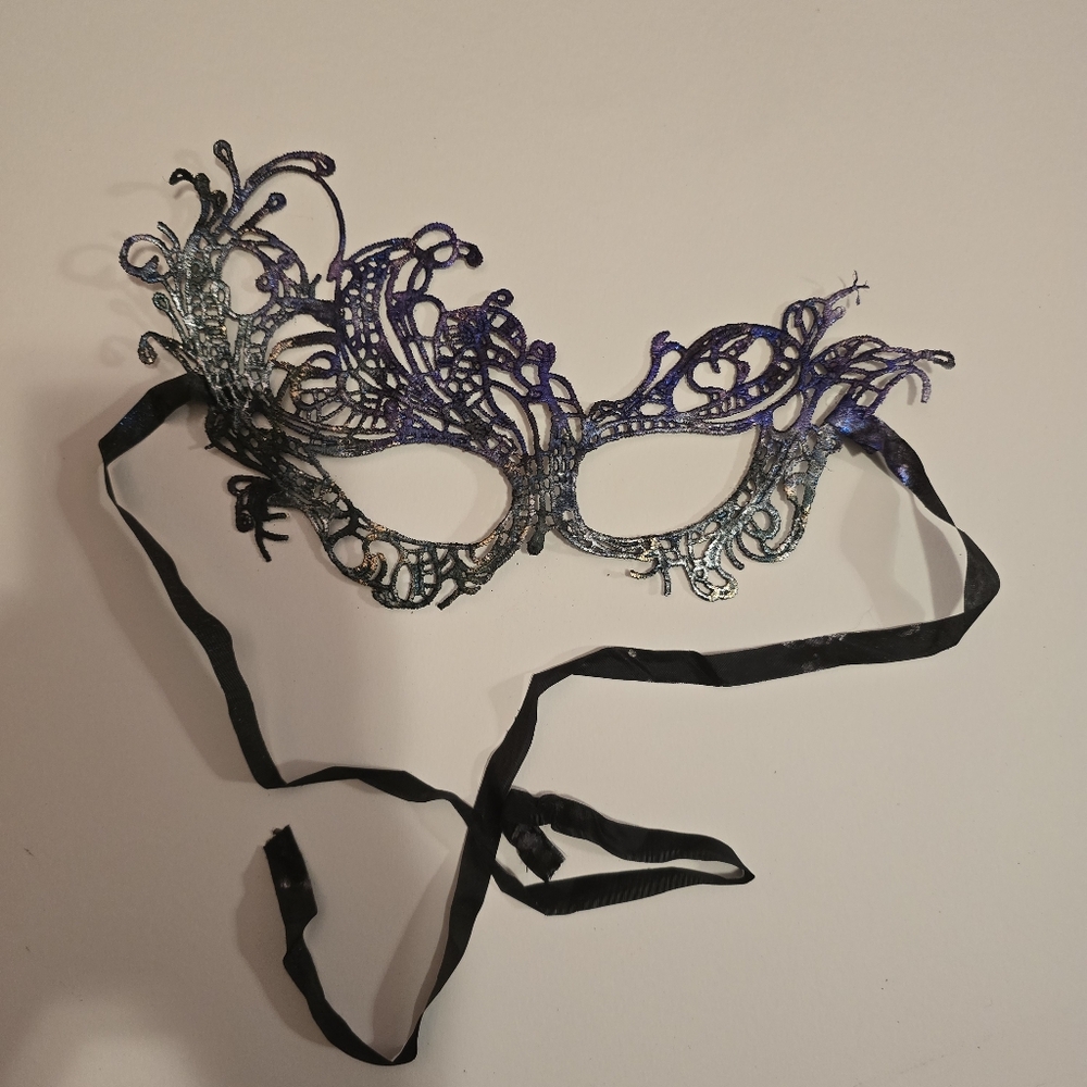 HANDCRAFTED Upcycled Lace Eye Mask HANDPAINTED Festival Mask Comic Con Sexy Play